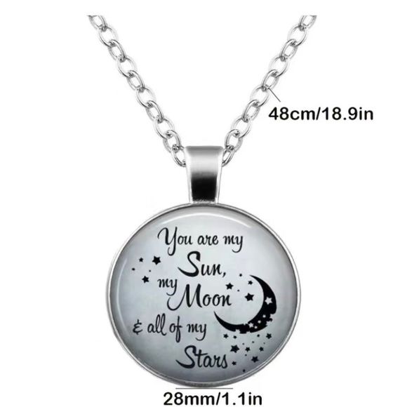 You Are My Sun, My, Moon, & All of My Stars Glass Cabochon Nexklace - Picture 2 of 2